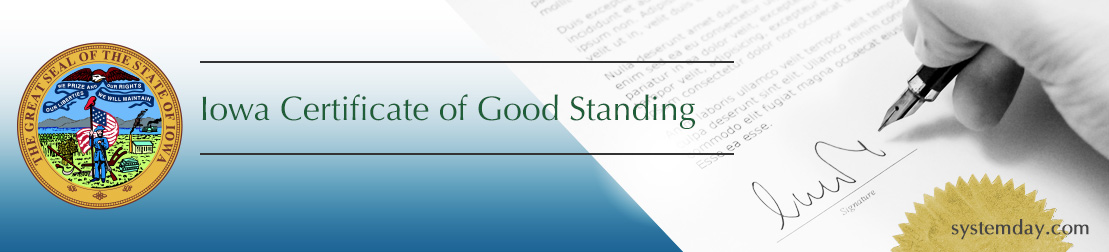 Iowa Certificate of Good Standing
