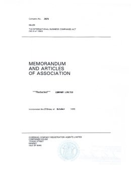 Belize Memorandum and articles of associations