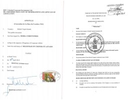 BVI Memorandum of Association Apostilled