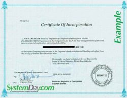 Cayman Islands Certificate of Incorporation