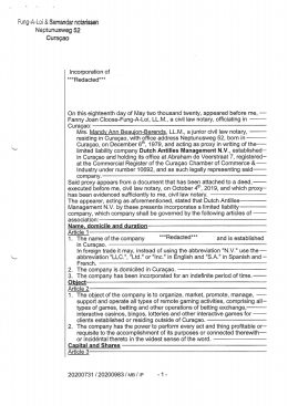 Curacao Articles of Association