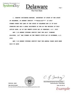 Certificate of Good Standing Delaware example