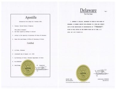 Certificate of Incorporation Apostille