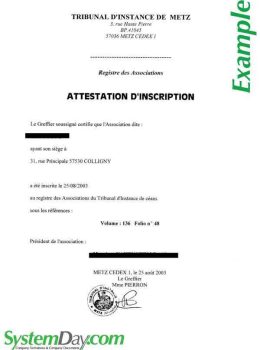France Certificate of Incorporation