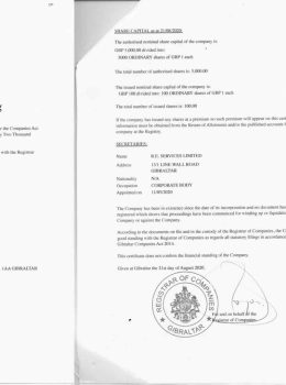 Gibraltar Certificate of Good Standing Apostille