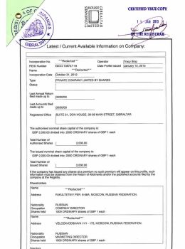 Gibraltar Company Search Extract Registry Certified