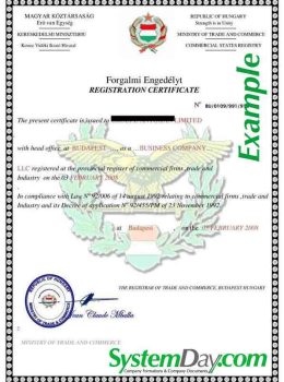 Hungary Certificate of Incorporation