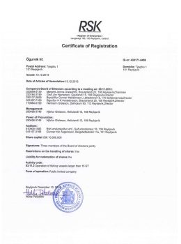 Iceland Certificate of Registration