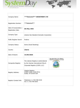 Liberia company search example
