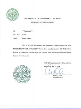 Marshall Islands Proclamation of Annulment
