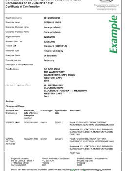 Certificate of Good Standing South Africa example