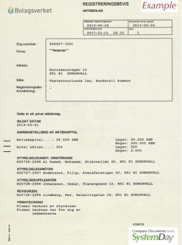 Sweden Certificate of Incorporation