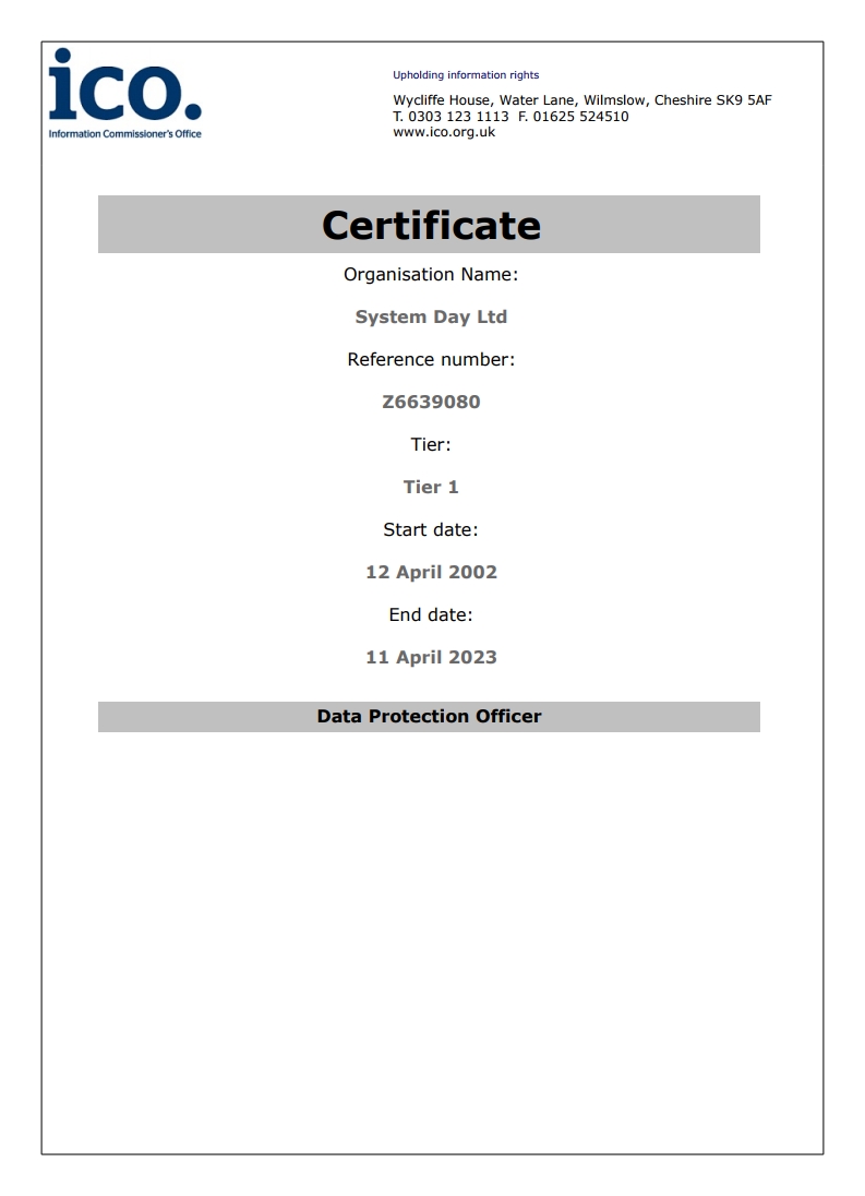 ICO Registration Certificate